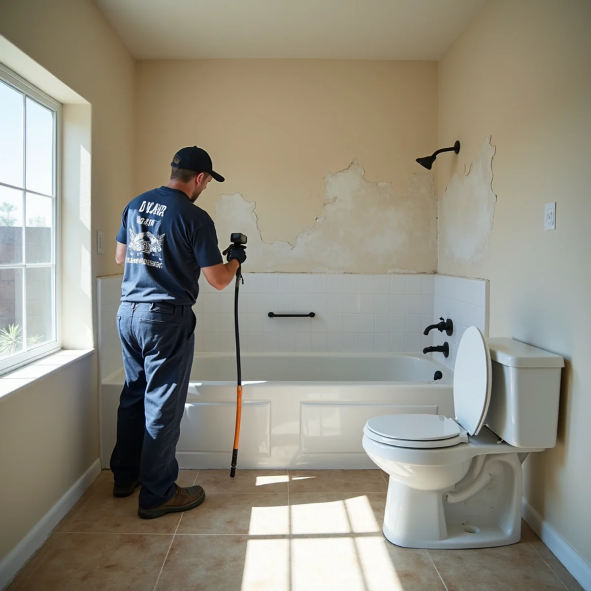 Restored interior following bathroom & toilet overflow water damage