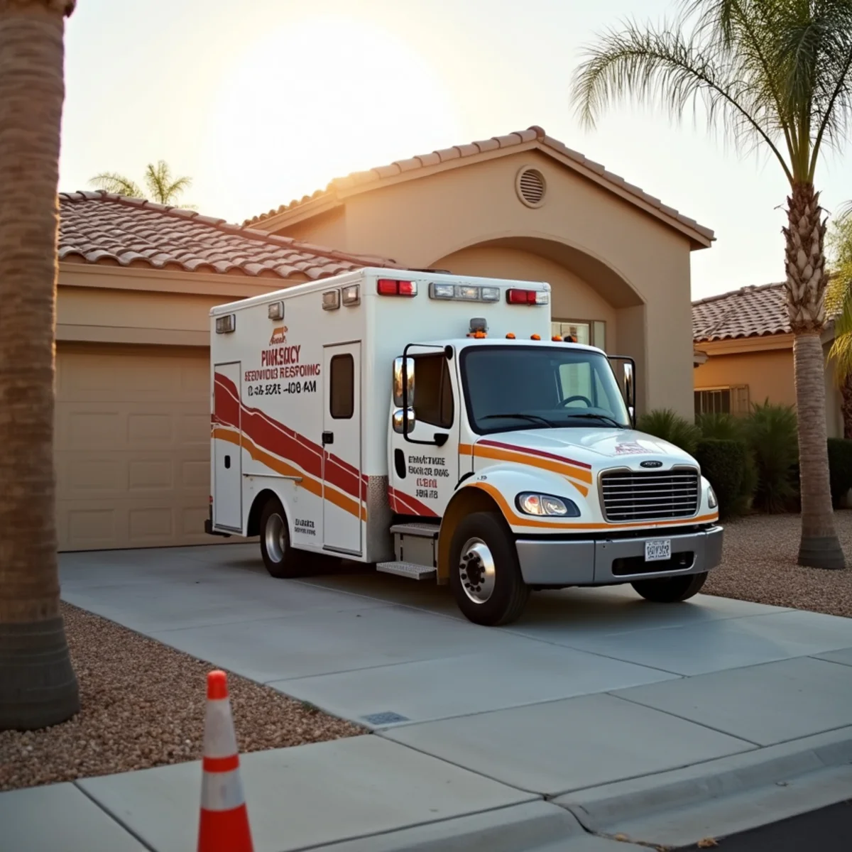Emergency restoration vehicle staged at Cal-Nev-Ari home