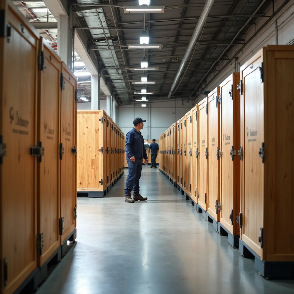Clean climate-controlled storage warehouse with secure numbered storage vaults across Las Vegas