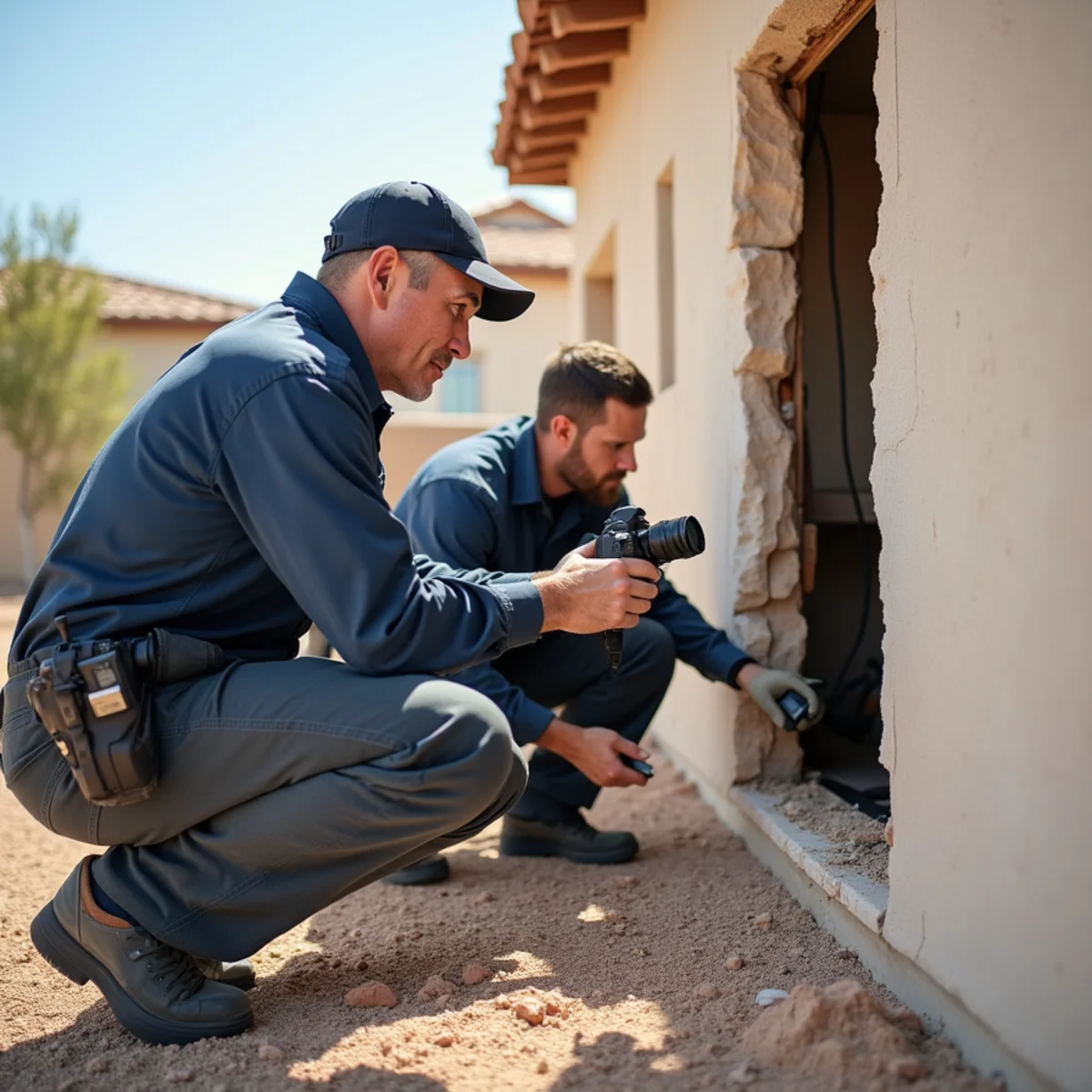 Restoration technician capturing high-resolution photos of hidden water loss across Las Vegas
