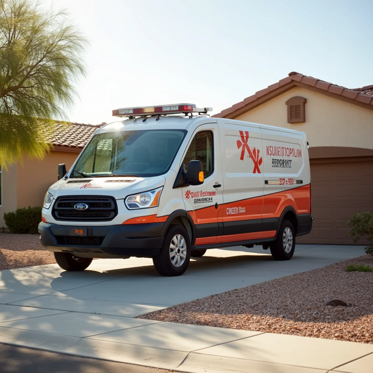 Emergency restoration vehicle staged at Nellis AFB home