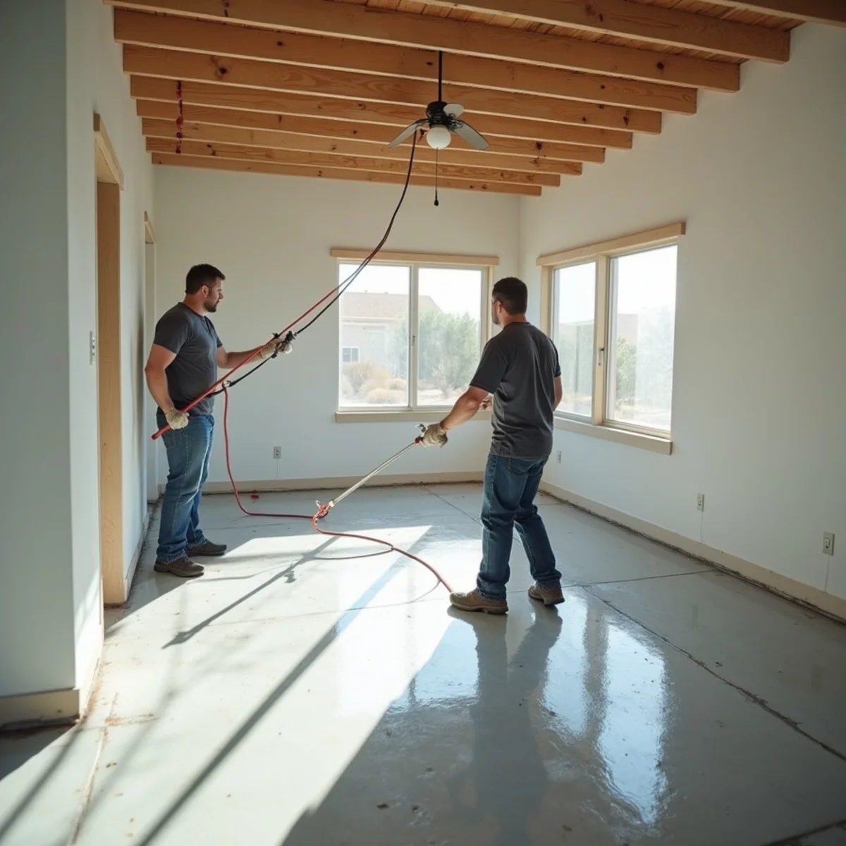 Restored interior following roof leak water damage